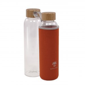 GLAS-Bambus Trinkflasche - inkl. Neoprenschutz ORANGE